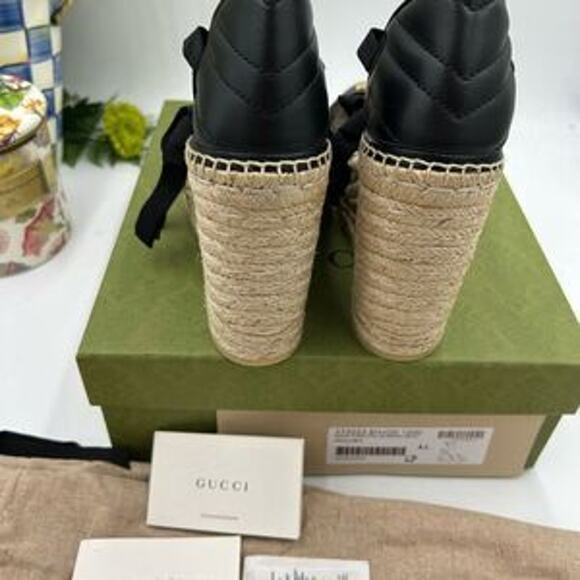 Women's Gucci GG wedge ankle tie Espadrilles size 41 made in Spain - Picture 8 of 12